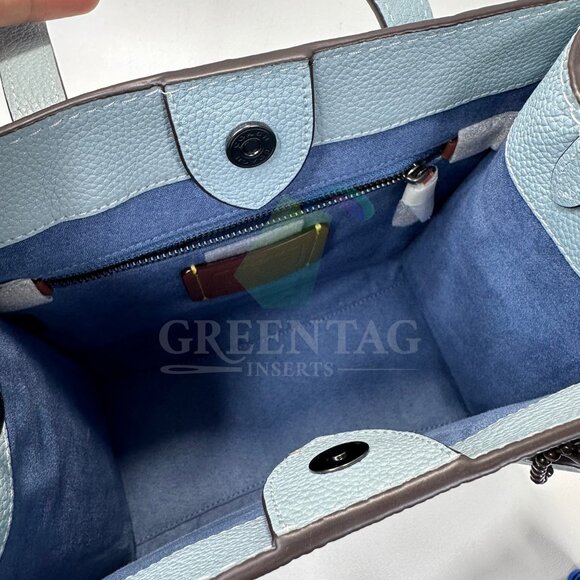 Coach Field Tote 22 In Polish Pebble Leather in  Aqua - Picture 5 of 11